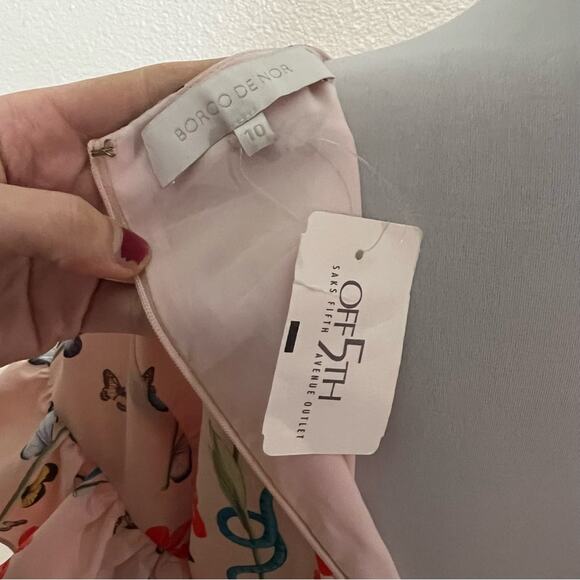 Borgo De Nor Luna pink floral long ruffle sleeves midi dress NEW UK10 / US6 - Picture 8 of 10